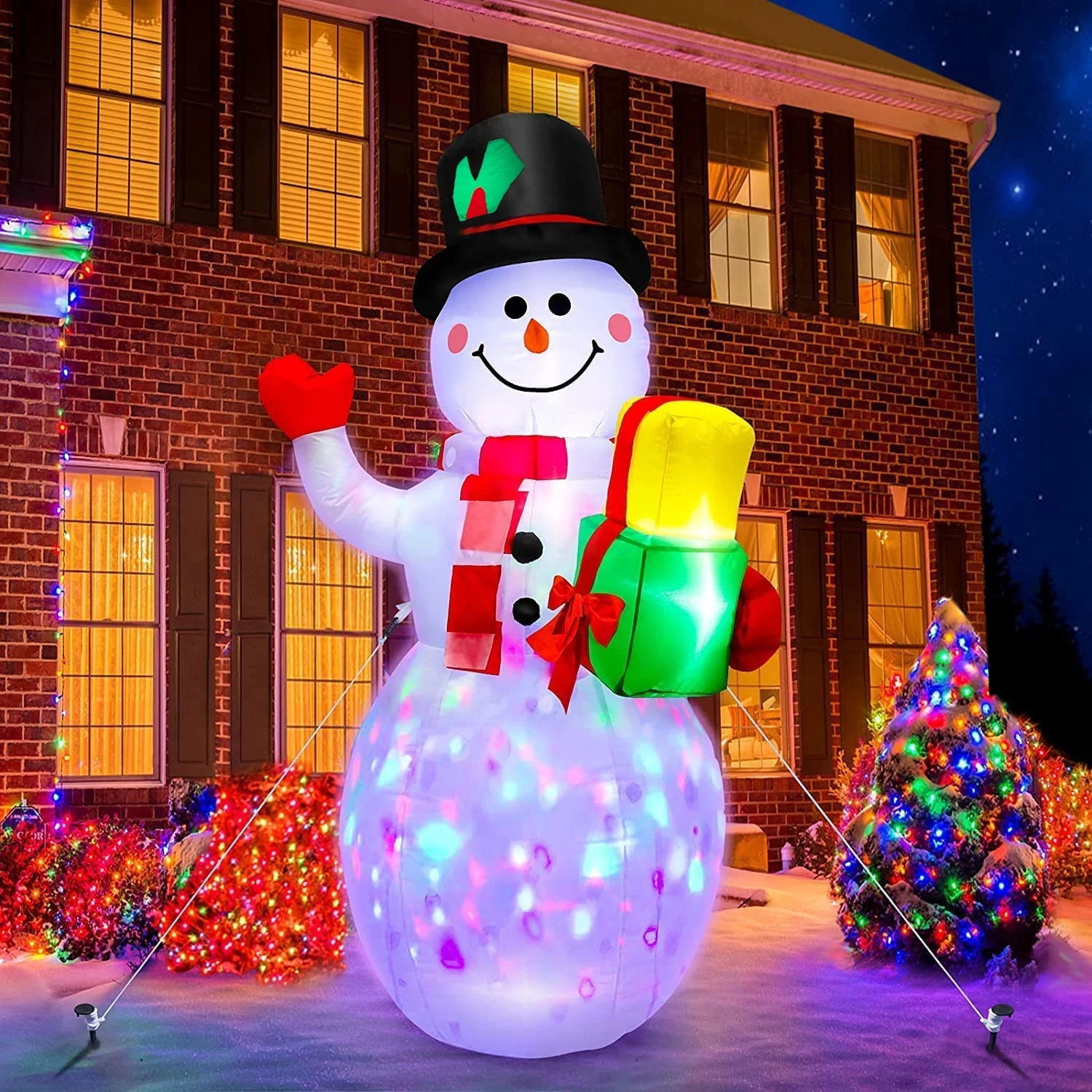 5FT Inflatable Snowman Decoration with Rotating LED Lights - for Outdoor and Indoor Holiday Decor... | Walmart (US)