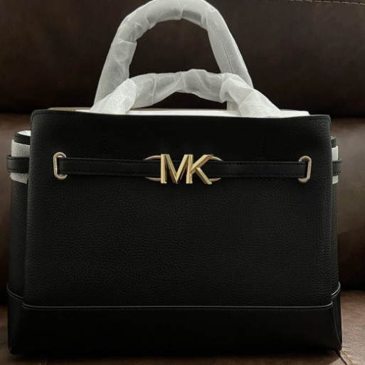 Michael Kors Reed Large Black Leather Satchel Shoulder Handbag Purse Crossbody | eBay US