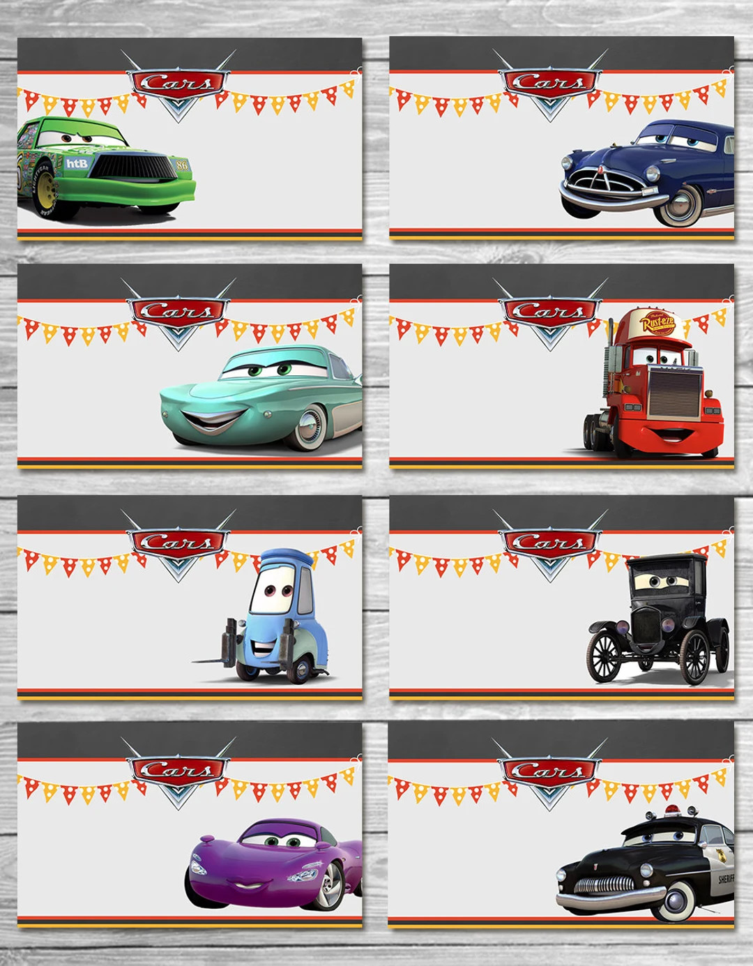 Disney Cars Food Tents Chalkboard Set 2 Cars Food Labels Disney Cars Printables Cars Party Favor ... | Etsy (US)