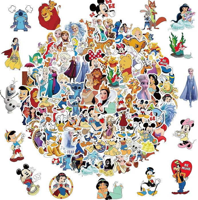 100pcs Disney Cartoon Stickers, Cute Waterproof Vinyl Decal for Teen Kids Adult Girl Notebook, La... | Amazon (US)