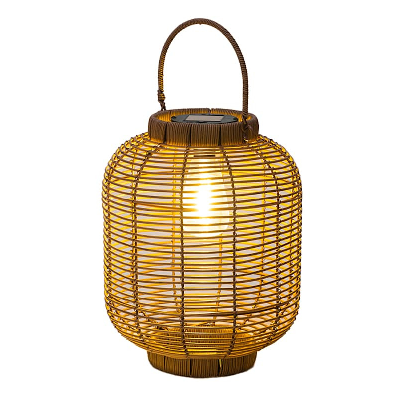 Decorative Outdoor Solar Lantern with Bulb, Brown | At Home