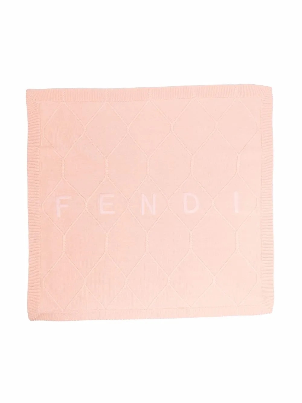 Fendi Kids logo-embroidered cable-knit blanket - Pink | Farfetch Global