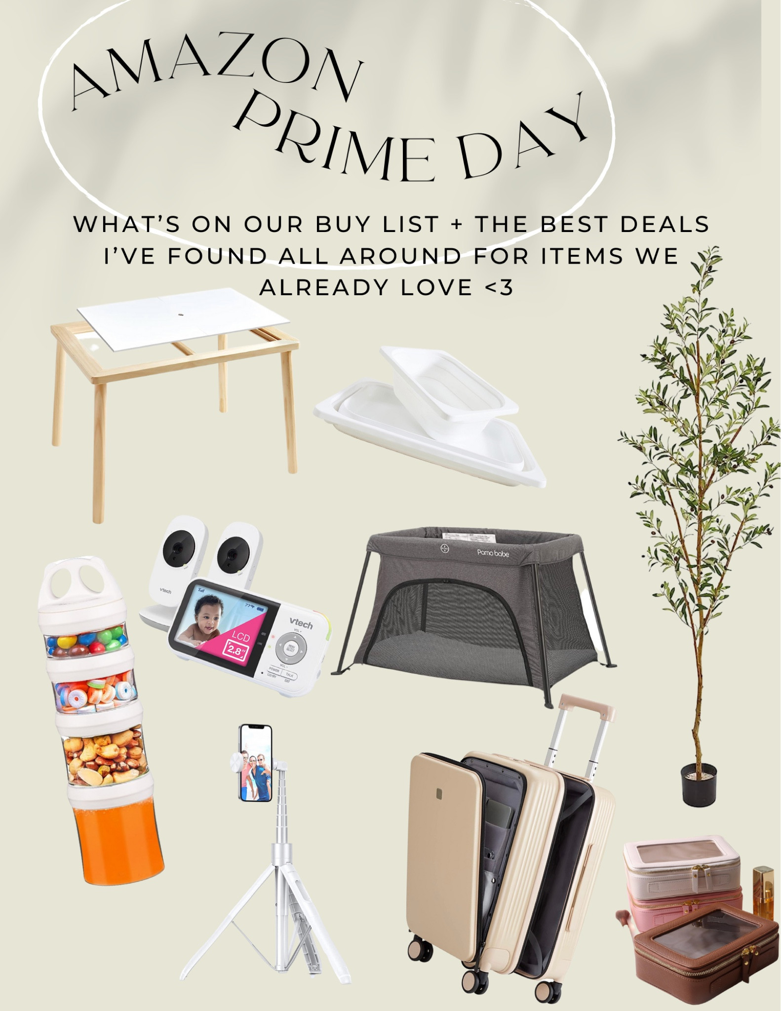 •Our sensory table is on sale along with all of the collapsible bins to go along with it!
•The olive tree we always get asked about and I bought LAST prime sale is now an additional 50% off what I paid! 
•The Vtech non Wi-Fi baby monitor is a must have, I wish we would’ve had this one since birth- we’ll be bringing this on our vacation!
• this is the exact portable crib we take on all of our trips! Currently on sale!!
• this luggage and travel containers are on our buy list for our upcoming trip!
• this snack container is a must! We get asked about it all the time🫶🏼
• + my new tripod I’ve been using and loving! I love that it compact so small and super quick for on the go! A must have for content creators!!

#LTKtravel #LTKxPrimeDay #LTKfamily