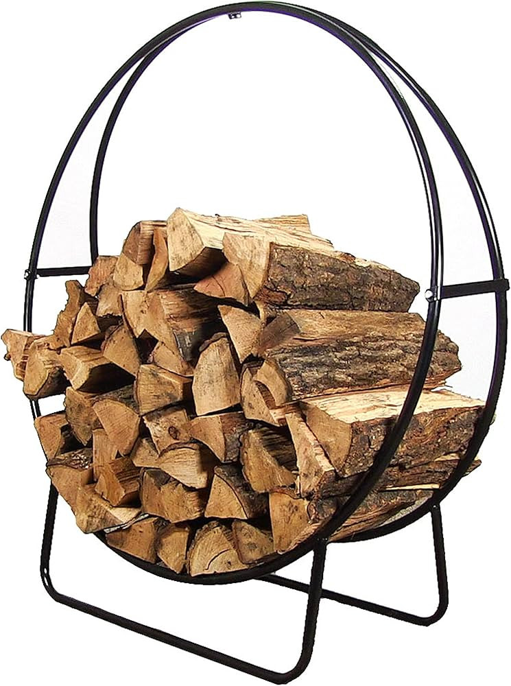 Sunnydaze 48-Inch Outdoor Firewood Rack Hoop - Indoor Round Tubular Steel Fireplace Wood Holder | Amazon (US)