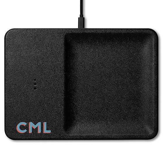 Wireless Charging Accessory Tray, Black, Printed | Mark and Graham