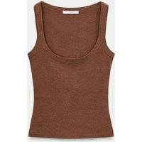 Zara - Cotton Sleeveless T-Shirt - Tan Marl - M - Woman | Zara US