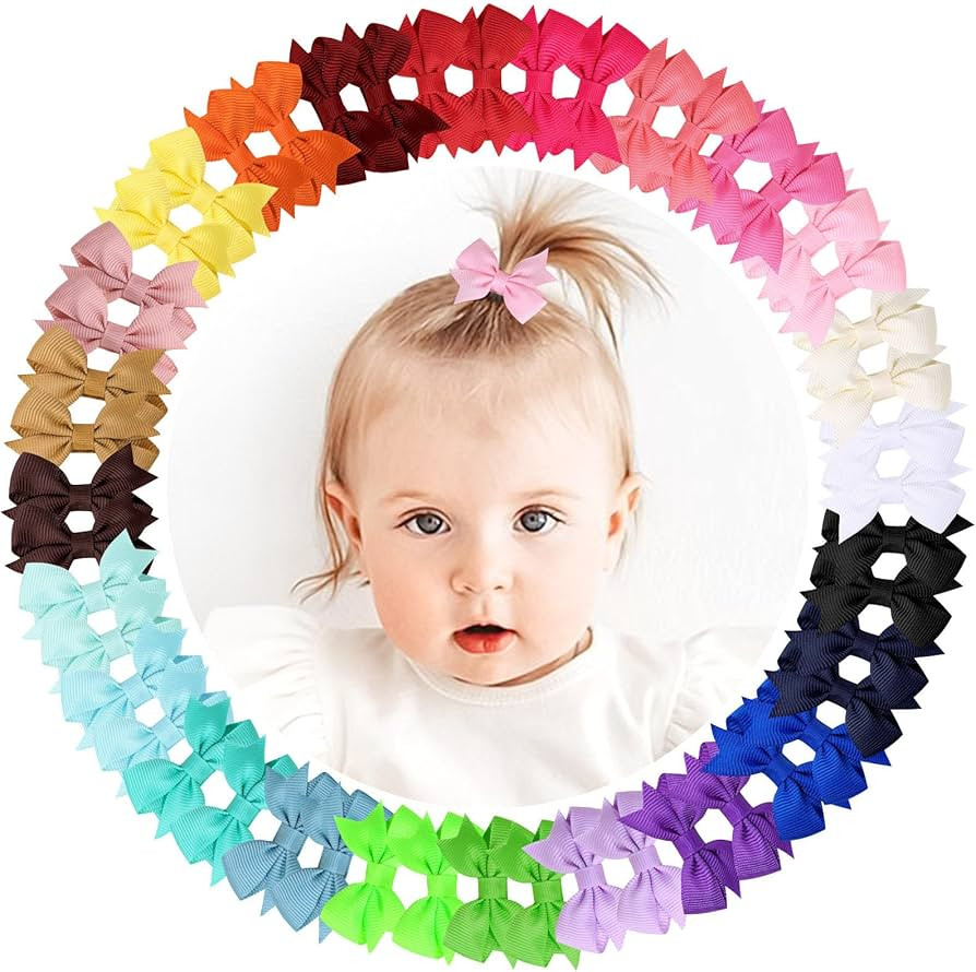 48PCS OAOLEER Fully Lined Hair Clips and Bows for Baby Girls, Infants & Toddlers - Tiny Alligator... | Amazon (US)