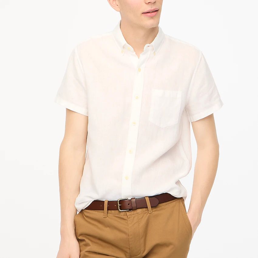 Slim short-sleeve linen-cotton shirt | J.Crew Factory