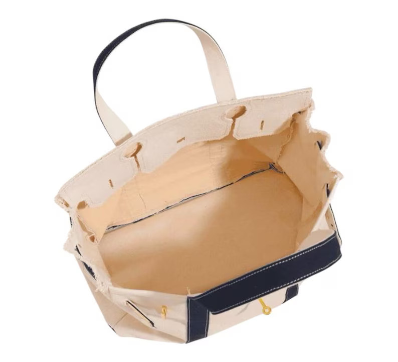 Luxury Style Canvas Boat Tote Bag With Navy or Red Strap and Gold Hardware - Etsy | Etsy (US)