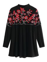 'Rachelle' Floral Embroidered High Neck Flared Dress | Goodnight Macaroon