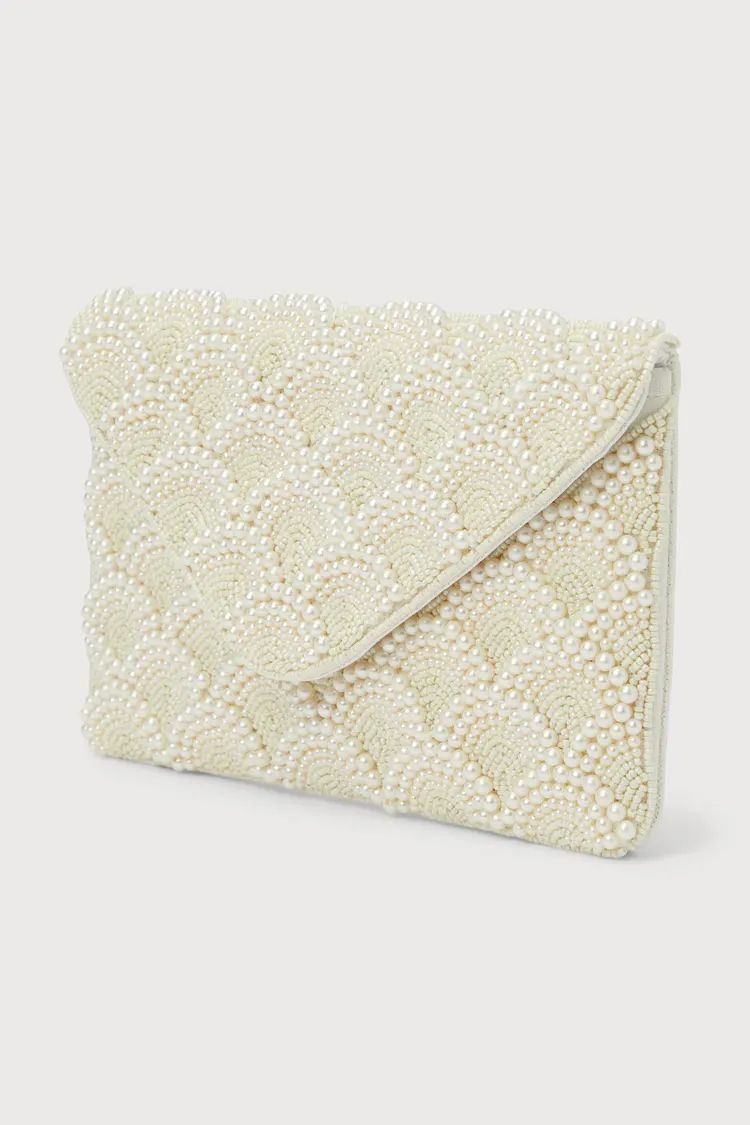 Glowing Aura Ivory Pearl Beaded Clutch | Lulus