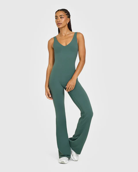 SoftMotion™ Scoop Back Flared All In One Long with White Logo 
 Iced Green | Oner Active (UK / US)
