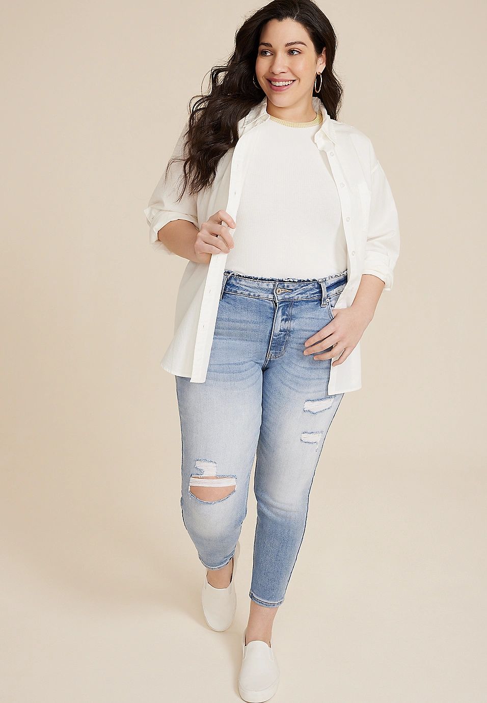 Plus Size KanCan™ High Rise Frayed Waist Skinny Jean | Maurices