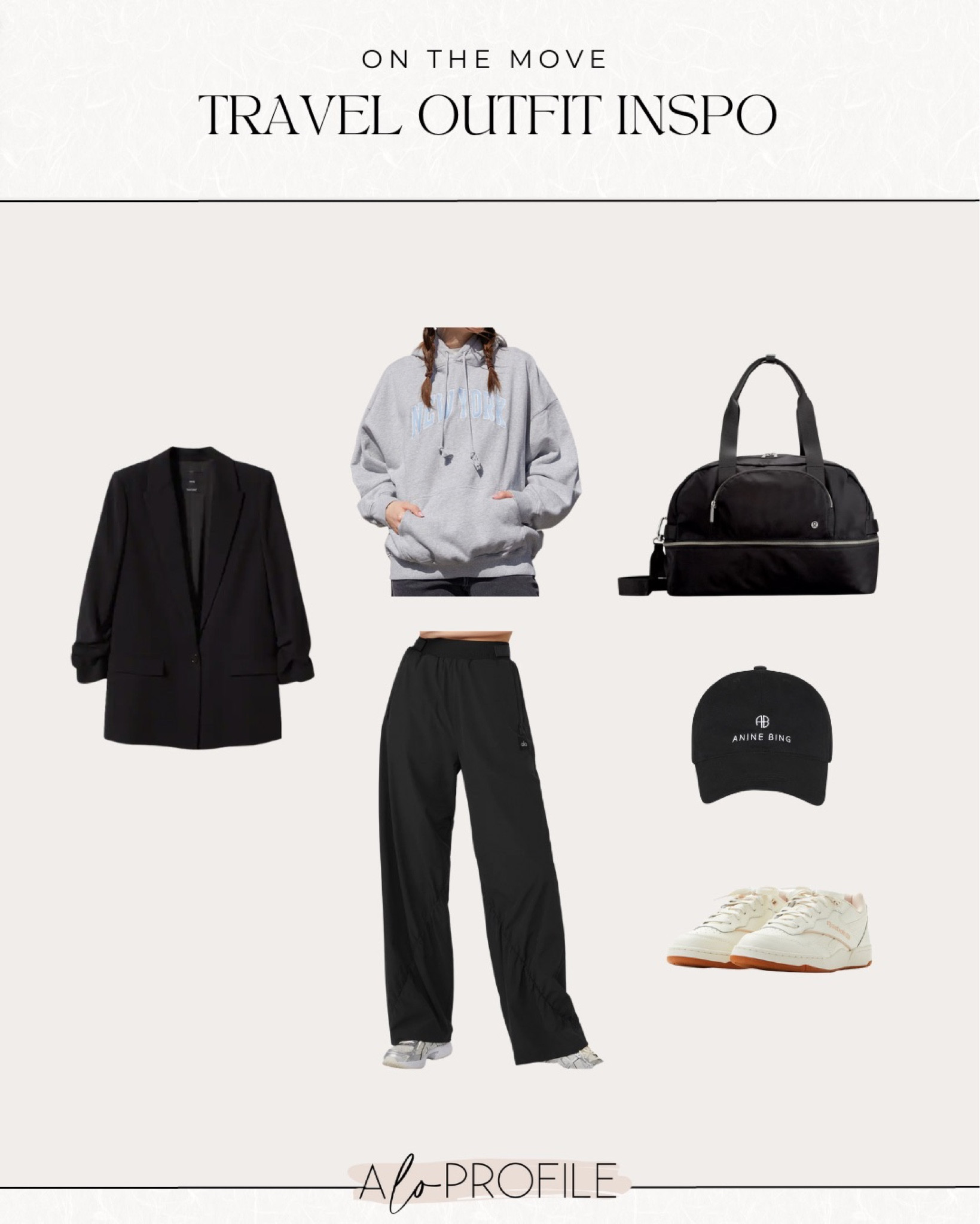 Outfit Inspo: For Travel // travel outfit, travel look, travel outfits, casual style, casual outfit, cute travel outfit, spring outfit, fall outfit, travel outfit inspo, sneakers outfit