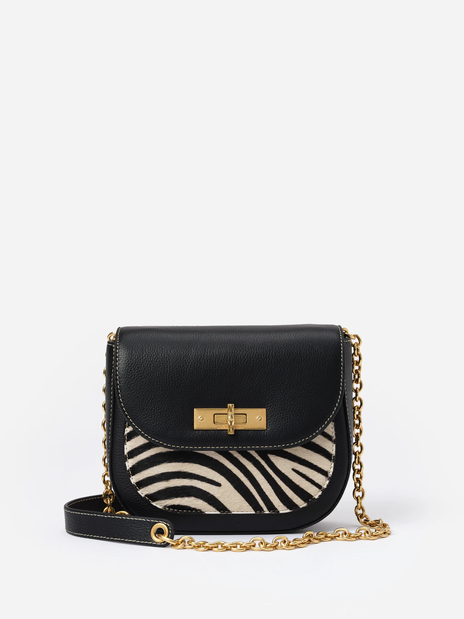 Black/Off_White Zebra Stripes Waverly Leather Handbag | Women's Handbags | J.McLaughlin | J.McLaughlin