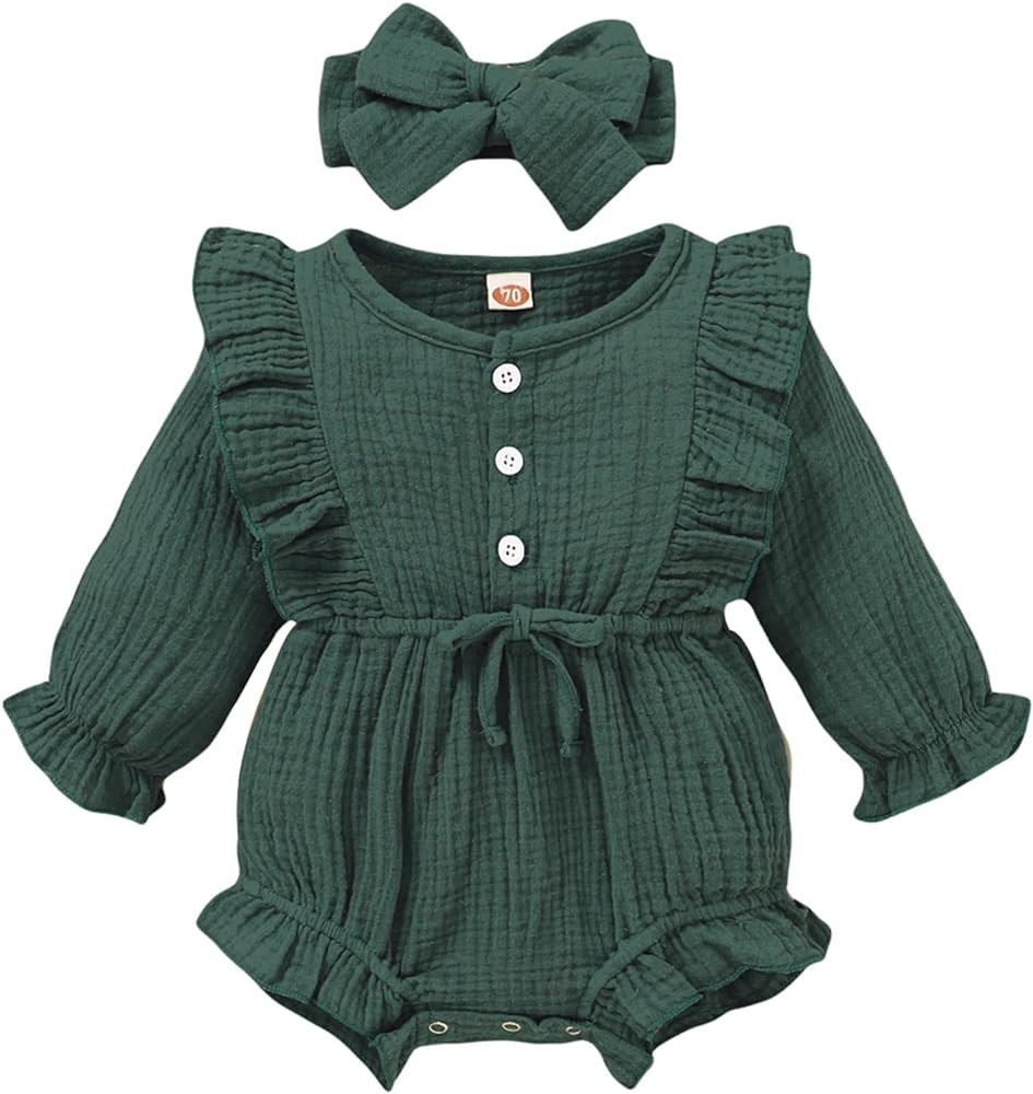 Newborn Baby Girl Clothes Romper Ruffle Sleeve Jumpsuit Bodysuit Cute Girls Outfits Infant Romper... | Amazon (US)