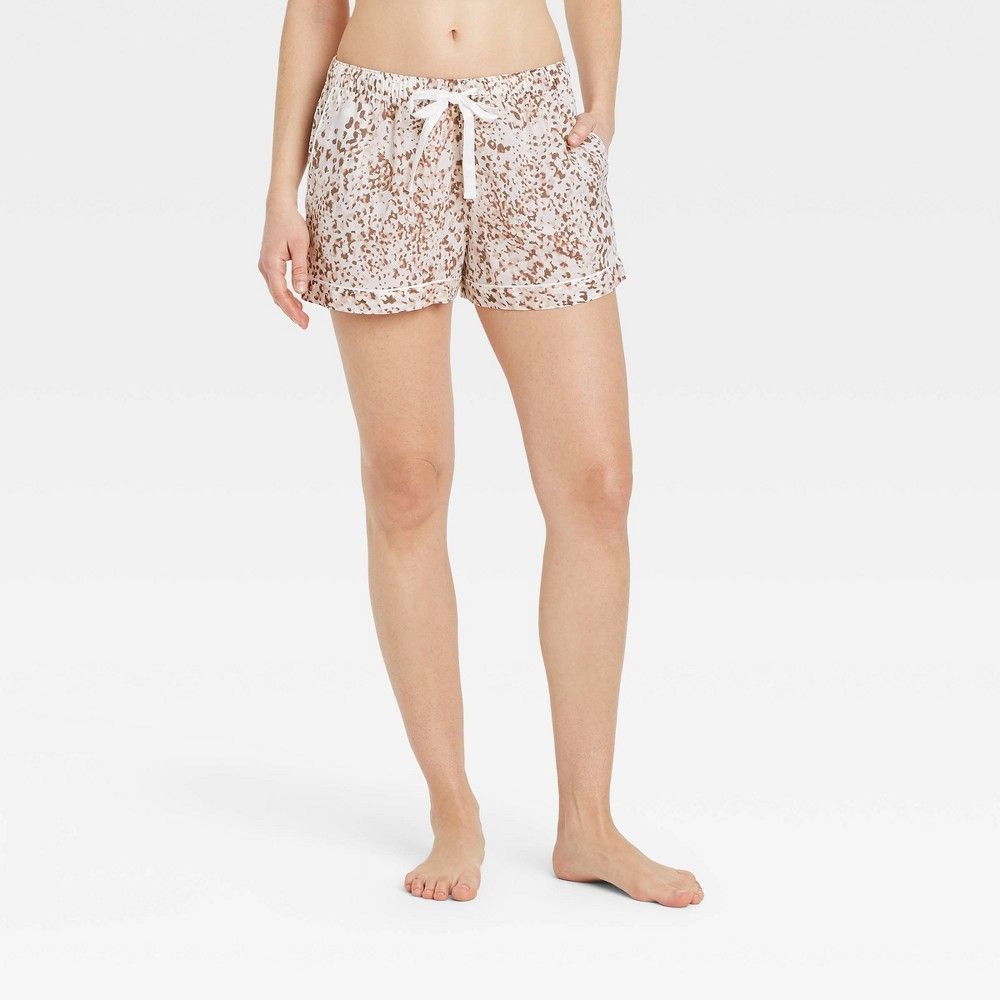 Women's Leopard Print Simply Cool Pajama Shorts - Stars Above Cream S, Ivory | Target