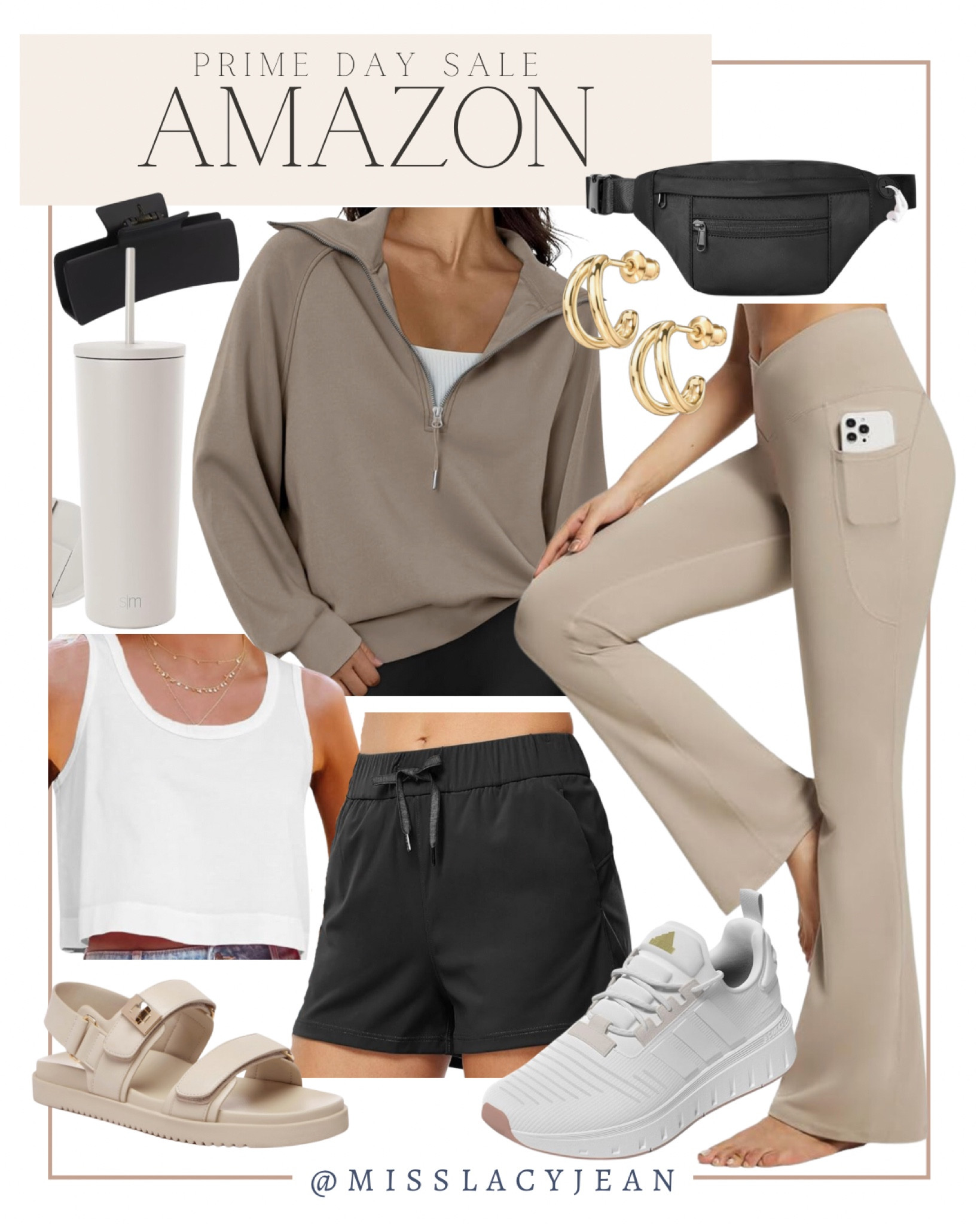 Amazon prime day deals include leggings, gold earrings, belt bag, quarter zip, shorts, cropped tank, tennis shoes, sandals, tumbler, and hair clip.

Amazon prime day, prime day deals, athleisure deals, Amazon finds

#LTKFindsUnder50 #LTKFindsUnder100 #LTKSaleAlert