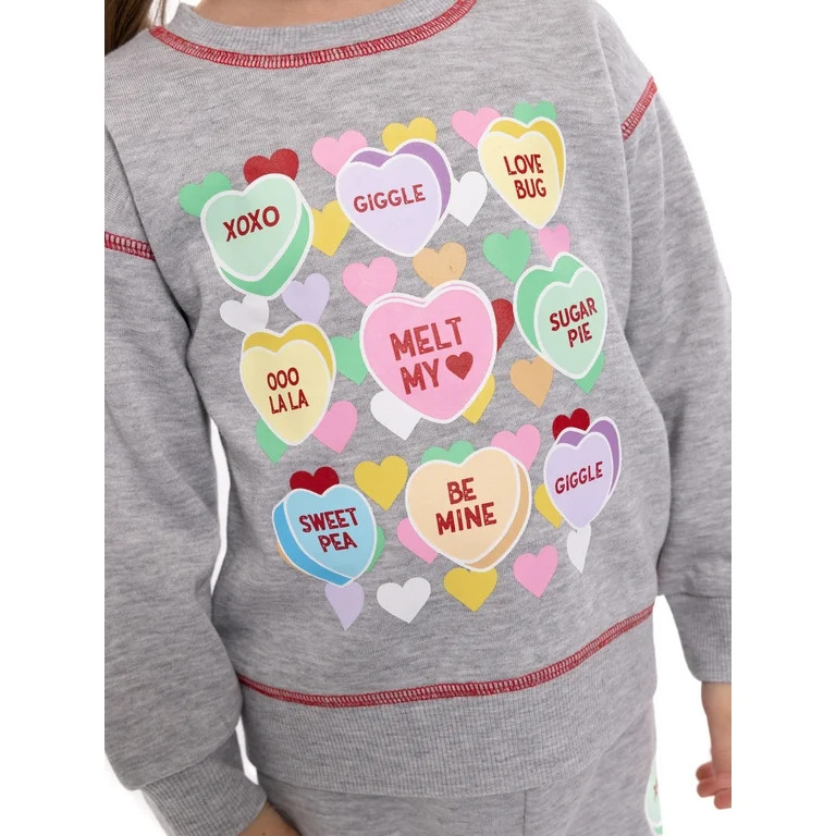 Sweethearts Toddler Boys or Girls Valentine's Day Candy Graphic Sweatshirt and Jogger Pants Set, ... | Walmart (US)