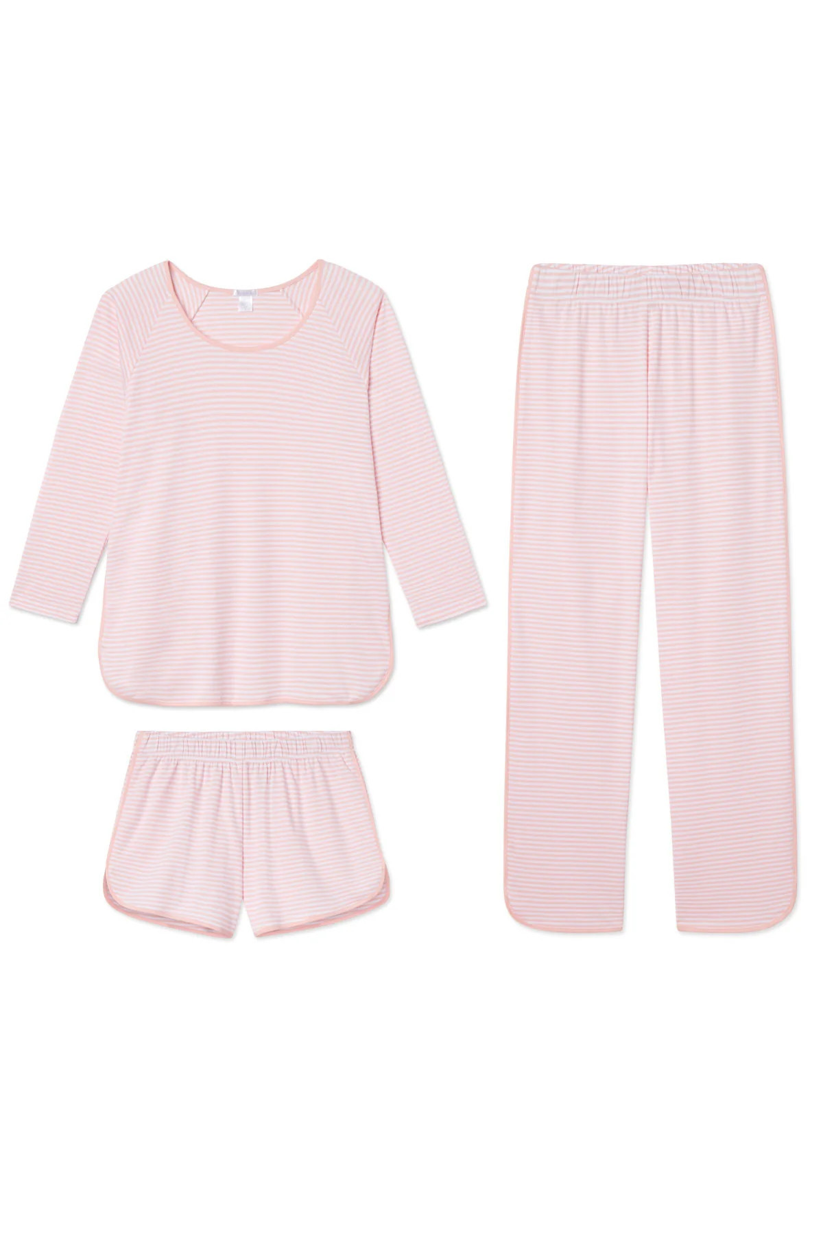 Pima Long Sleeve Bundle in English Rose Stripe | Lake Pajamas
