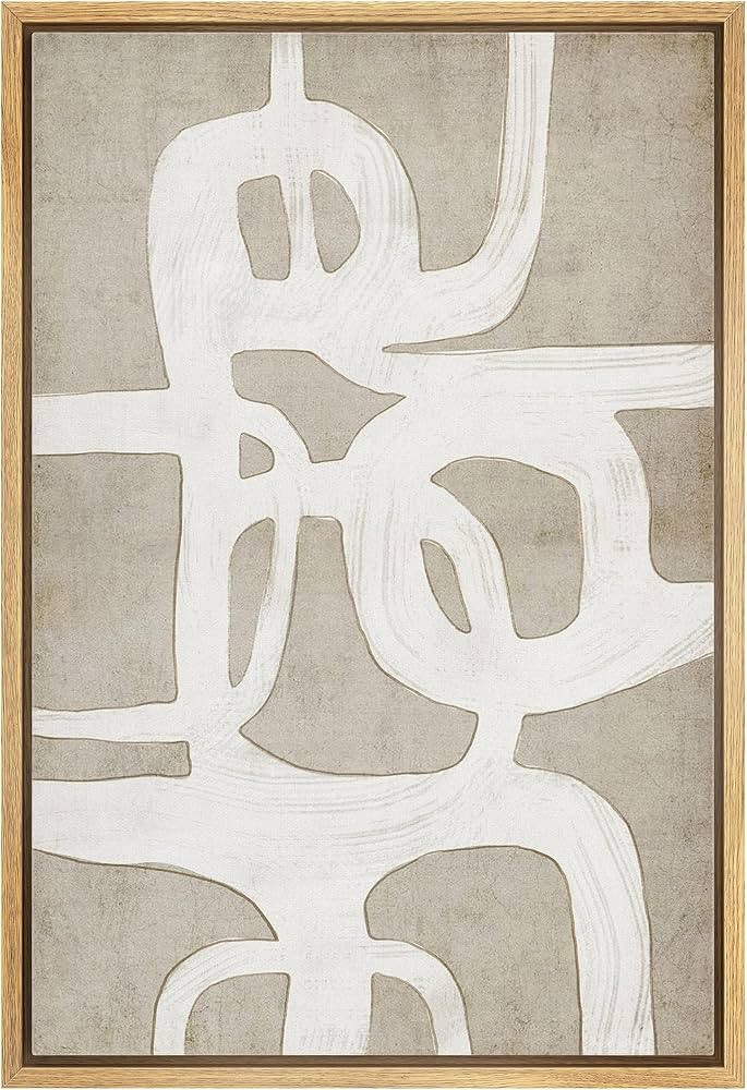 MUDECOR Framed Canvas Print Wall Art Abstract Beige Organic Modern Art Minimalist Multicolor Cool... | Amazon (US)
