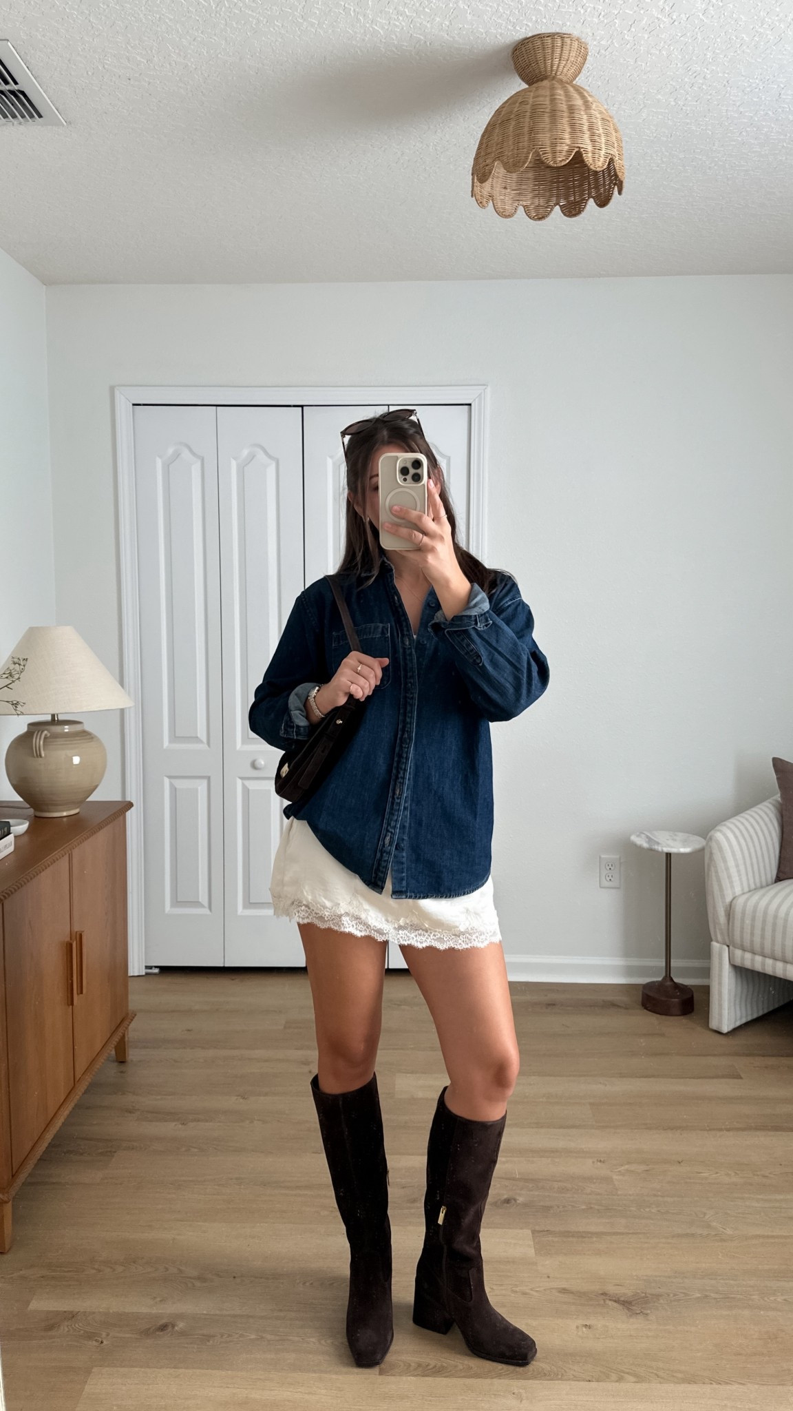 Simple fall outfit 🍂 wearing small shirt, small skort, and my normal size in the boots! 

#LTKSeasonal #LTKStyleTip #LTKSaleAlert
