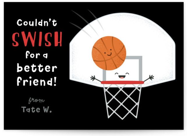 Basketball Swish Classroom Valentine's Day Cards | Minted