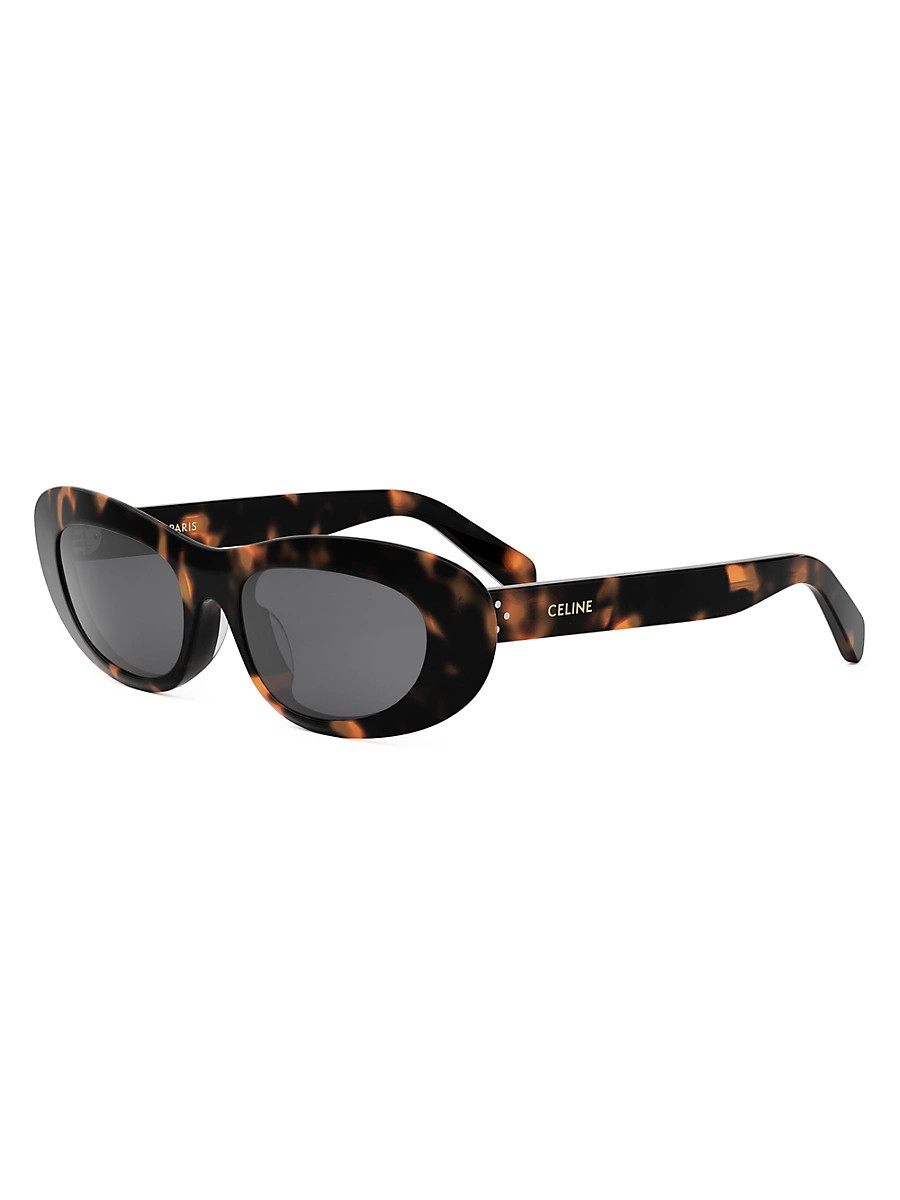 Women's Celine 3 Dots 54MM Rectangular Sunglasses - Dark Havana Smoke | Saks Fifth Avenue