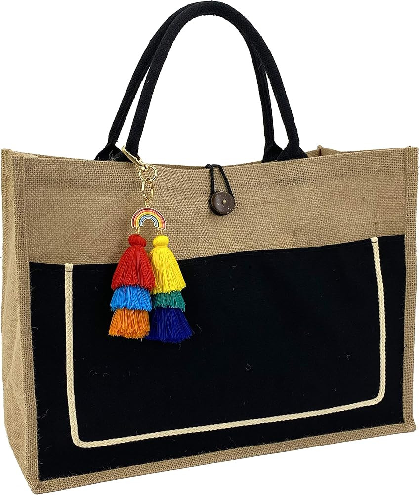 Hibala Woven Large Beach Bag Straw Beach Tote Handmade Weaving Shoulder Tassel Bag Handbag | Amazon (US)