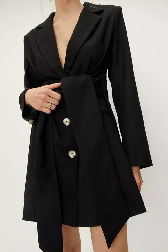 Cropped Boxy Single Breasted Blazer Dress | Nasty Gal (US)