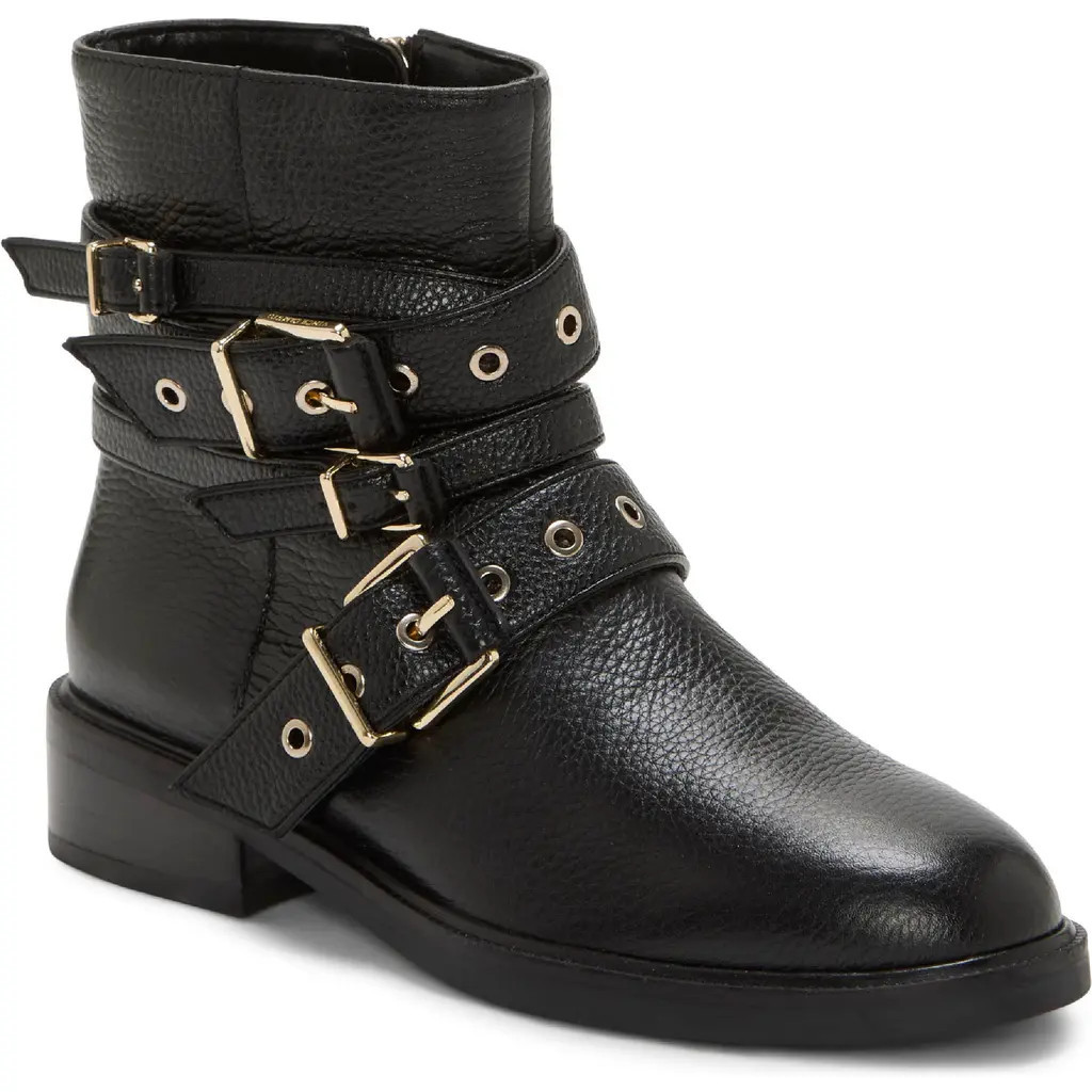 Vince Camuto Arielle Buckle Moto Boot in Black at Nordstrom, Size 9.5 | Nordstrom