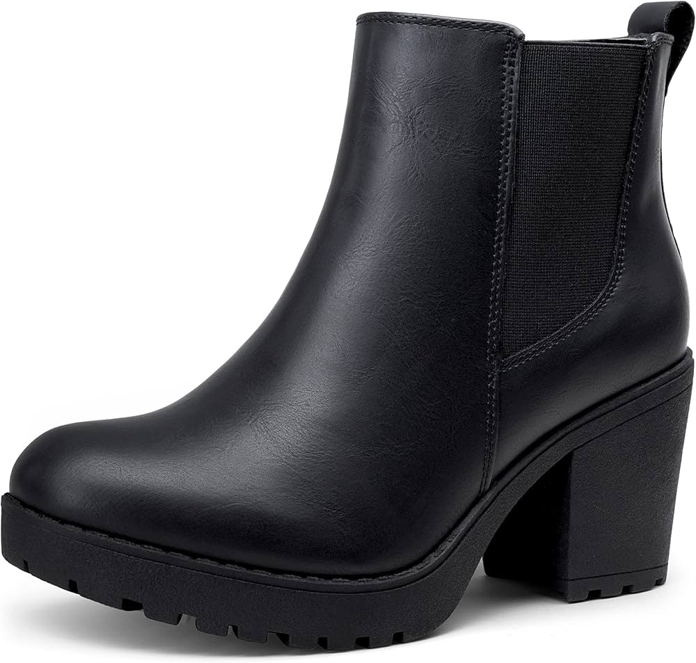 Vepose Women's Fashion Ankle Boots Chunky Low Heels Platform Chelsea Booties for Women | Amazon (US)