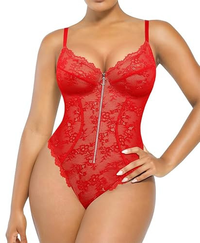 SHAPELLX Shapewear Bodysuit for Women Thong Lace Bodysuit Tummy Control Lace Corset Tops Backless | Amazon (US)