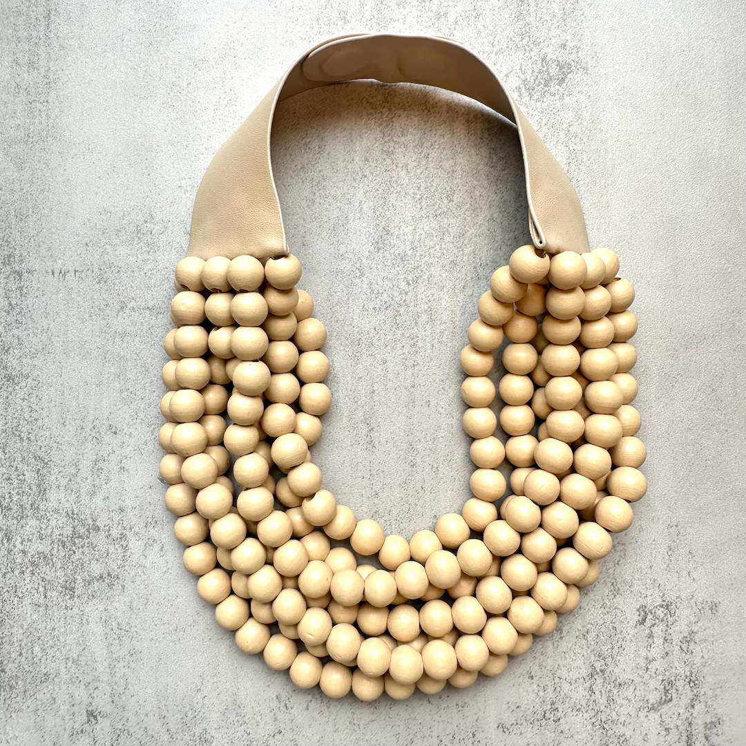 Color Wooden Ball Magnetic Statement Necklace, Layered Multi Beaded Chunky Necklace, Mother’s D... | Etsy (US)