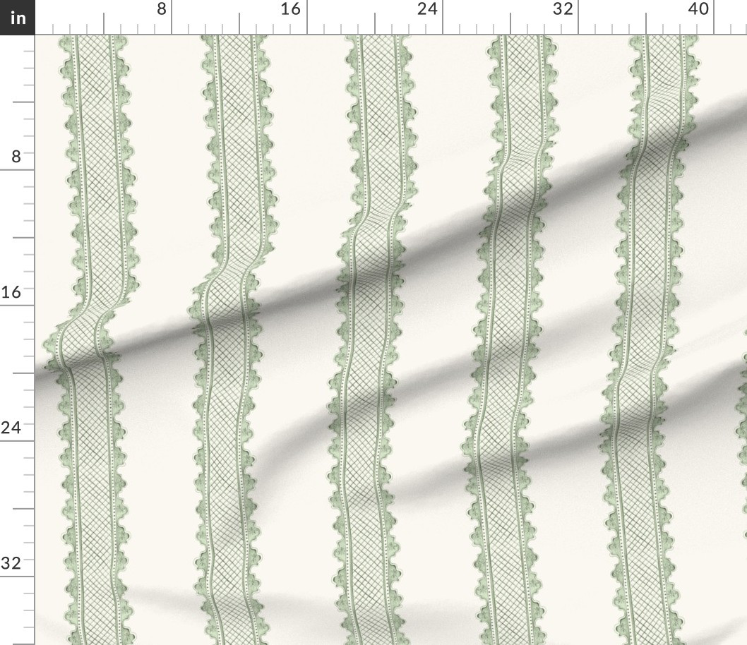 Clarabelle Soft Greens on Cream Fabric | Spoonflower | Spoonflower