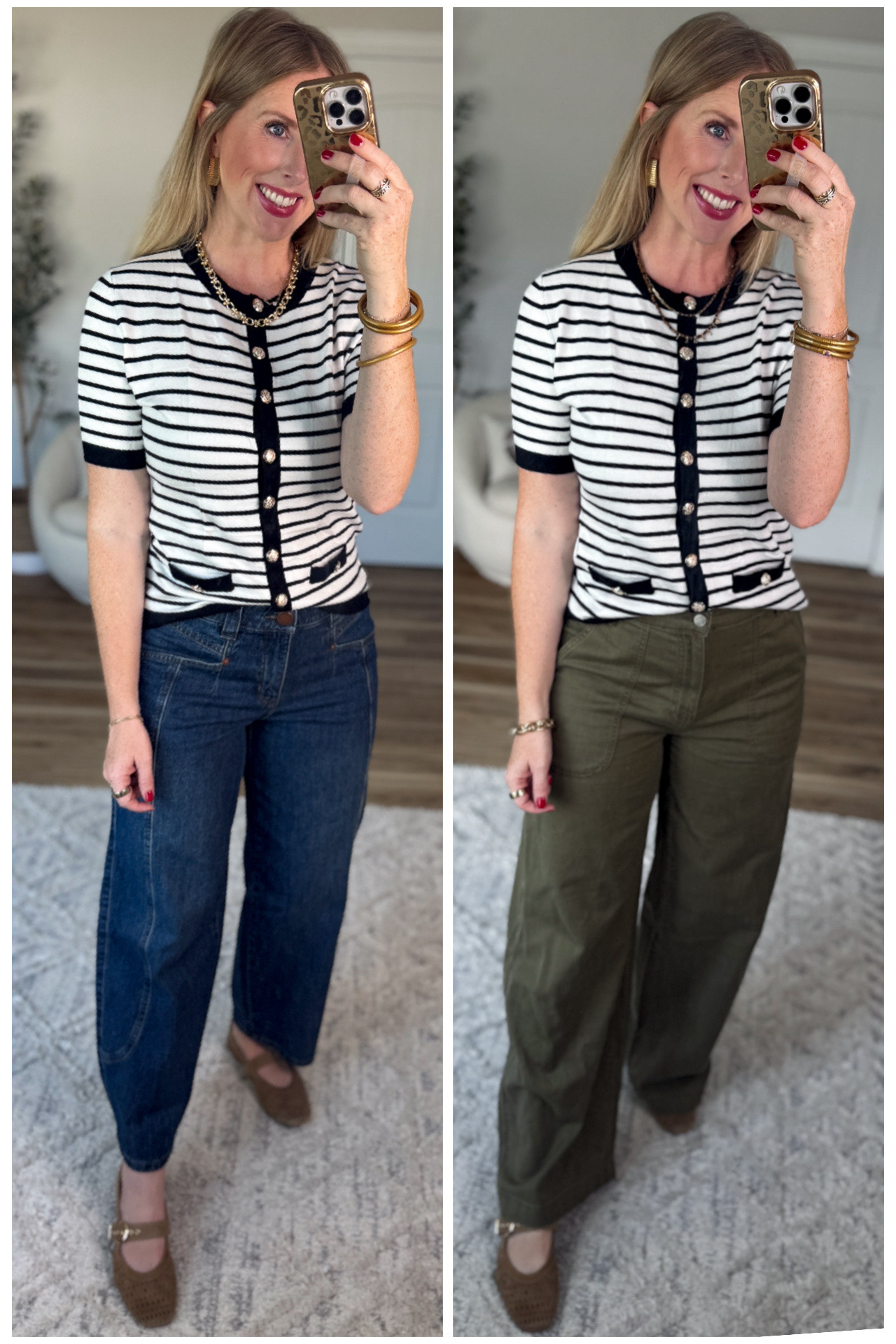2 ways to wear this striped cardigan from Walmart!