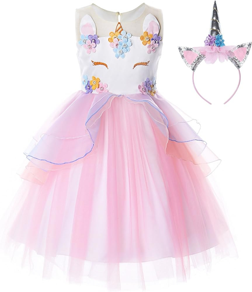 JerrisApparel Flower Girls Unicorn Costume Pageant Princess Party Dress | Amazon (US)