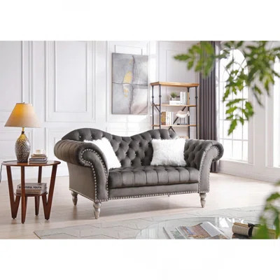 Elegant Round-Arm Loveseat In Classic Black | Wayfair North America