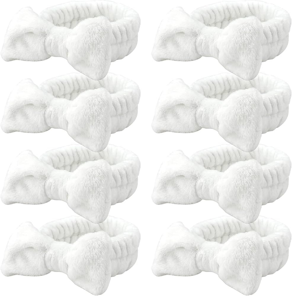 Ondder Spa Headband for Washing Face 8 Pack White Skincare Headbands for Women Girls Terry Cloth ... | Amazon (US)