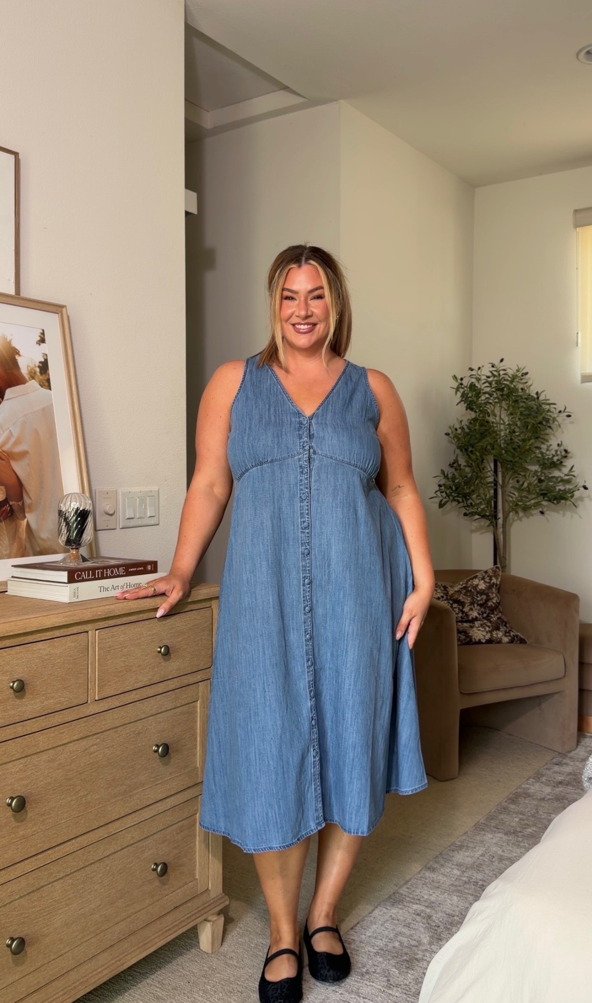 The cutest denim dress for spring! I’m wearing a size 14/16 🩵 

#LTKSeasonal #LTKootd #LTKMidsize