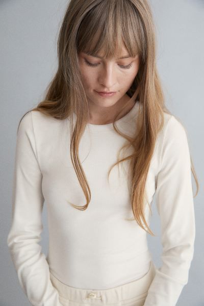 Ribbed Modal-blend Top - White - Ladies | H&M US | H&M (US + CA)