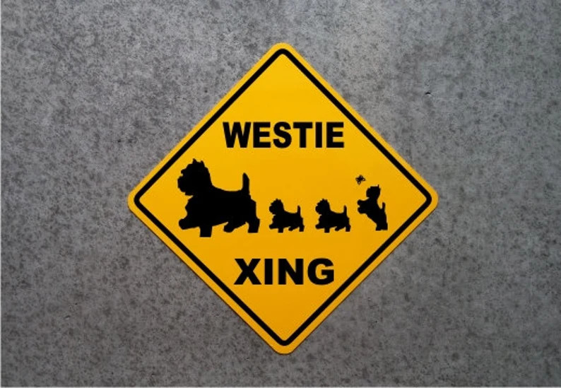 Westie Crossing - Cute Dog Family - Aluminum Yard Sign - Highway Style Safety Plaque - Fun Gift f... | Etsy (US)