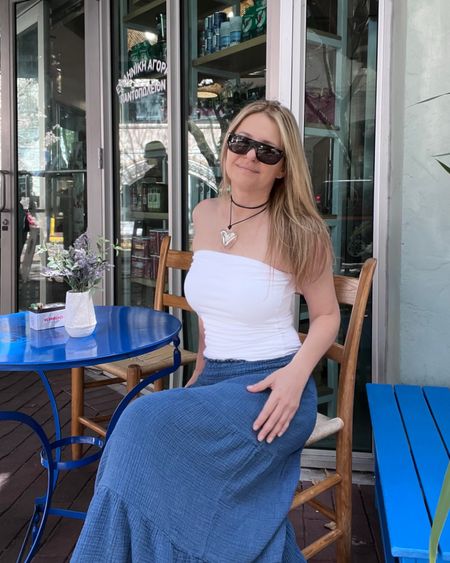 Coffee with one of my besties today 👯 wearing a white tube top with a blue smocked waist guaze tiered skirt.

#LTKSaleAlert #LTKSeasonal #LTKStyleTip