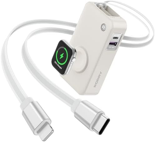 RORRY Portable Charger, 10,000mAh 30W Fast Charging Power Bank with Built-in Retractable Cables, ... | Amazon (US)