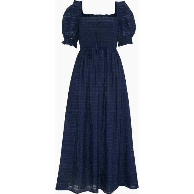 Hill House Home | The Scarlett Midi Nap Dress, (Navy Blue Sheer Plaid, Size Small) | Maisonette | Maisonette