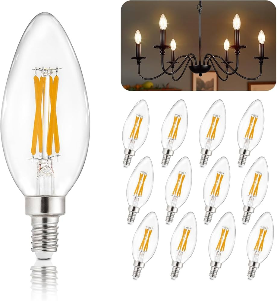 Depuley LED Light Bulbs E12: 12-Pack Candelabra Light Bulb 4W Candle Bulb Equivalent 40W Incandes... | Amazon (US)