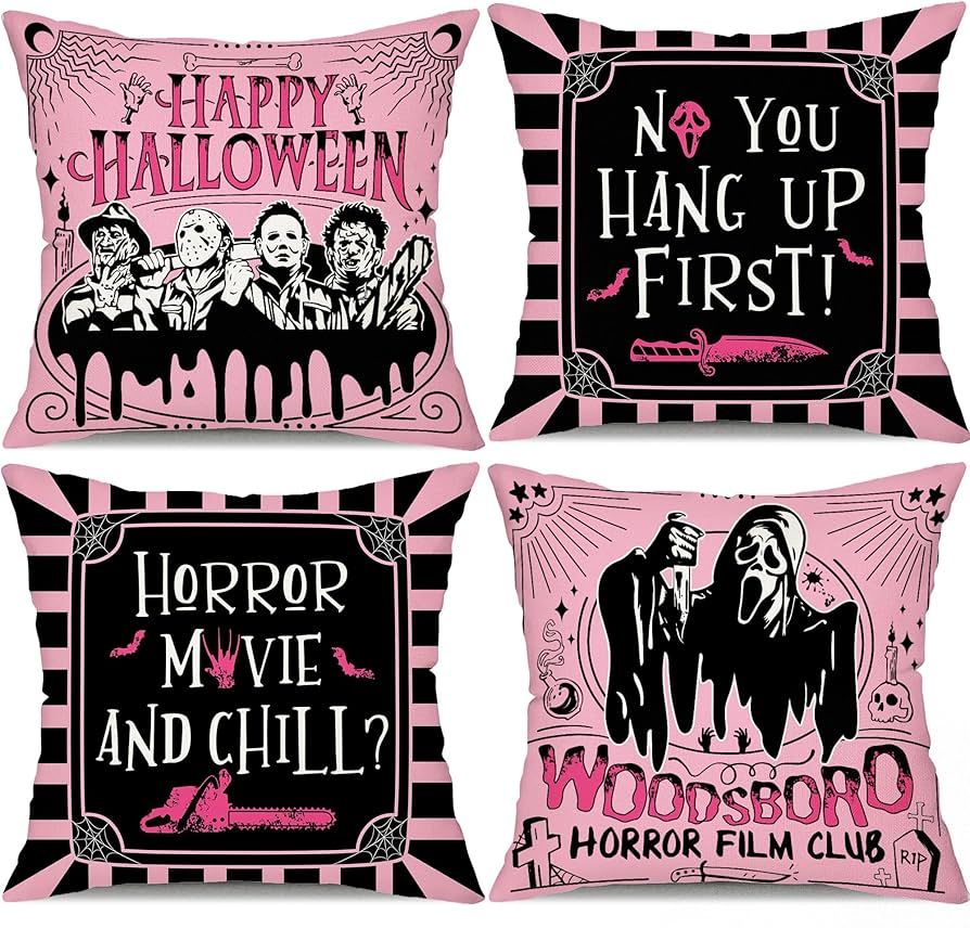 DFXSZ Halloween Pillow Covers 18x18 inch Set of 4 Halloween Decorations Happy Halloween Stripes G... | Amazon (US)