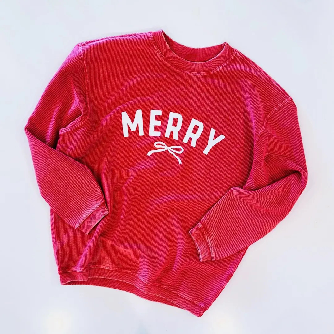 Merry Corded Sweatshirt. Corded Christmas Collection. - Etsy | Etsy (US)