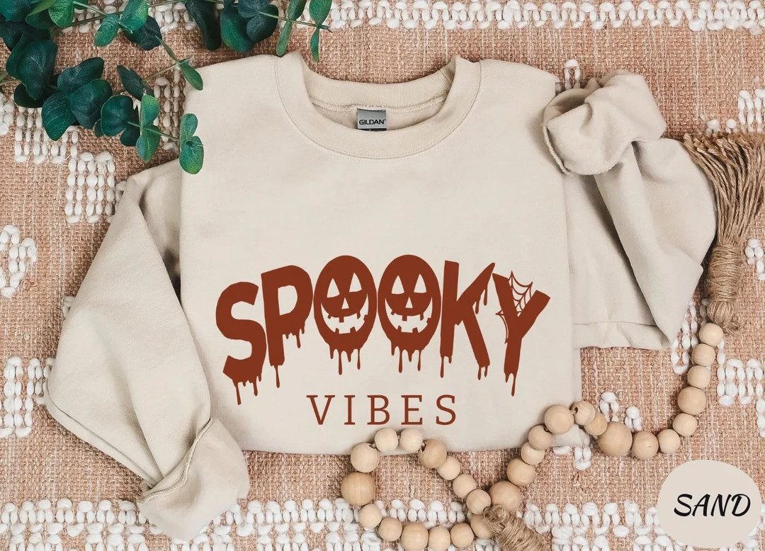 Spooky Vibes Sweatshirt Halloween Shirt Halloween Vintage Sweatshirt Halloween Retro Shirt Funny ... | Etsy (US)