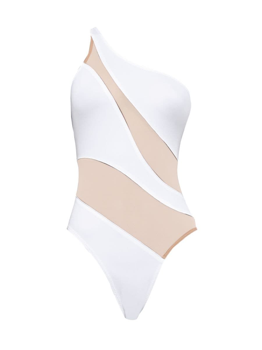 Mesh Insert One-Shoulder One-Piece Swimsuit | Saks Fifth Avenue